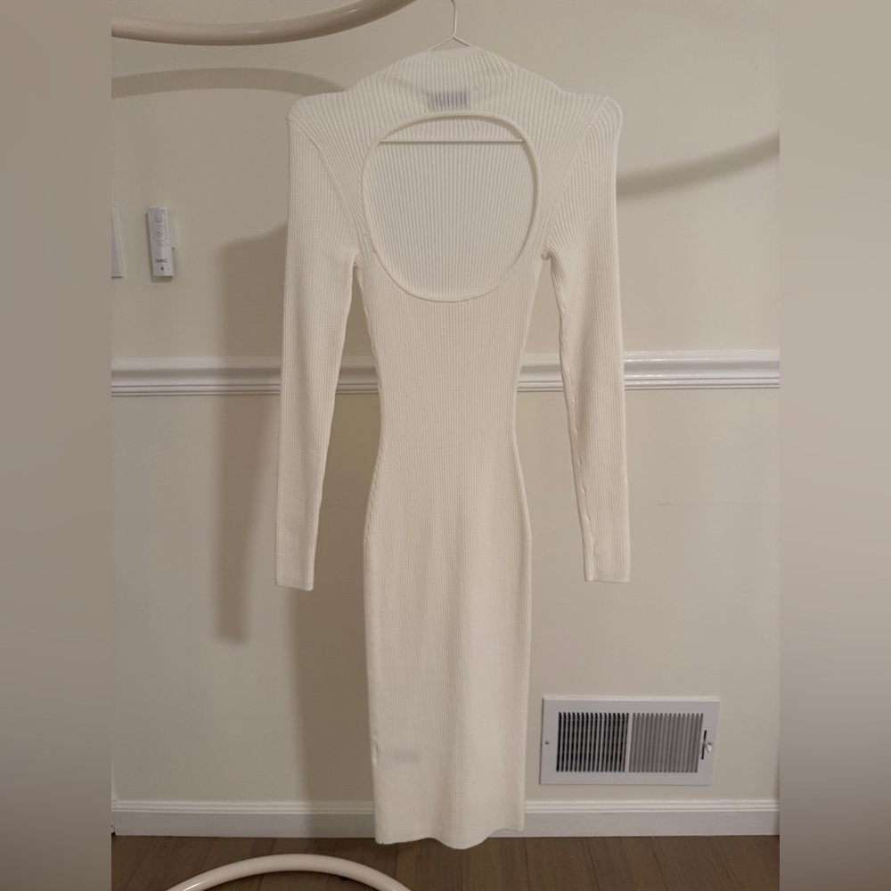 Babaton Open Back Ribbed Knit Dress